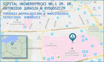 PORADNIA NEFROLOGICZNA I NADCIŚNIENIA TĘTNICZEGO - SZPITAL UNIWERSYTECKI NR 1 IM. DR. ANTONIEGO JURASZA W BYDGOSZCZY - MARII SKŁODOWSKIEJ-CURIE 9,  BYDGOSZCZ