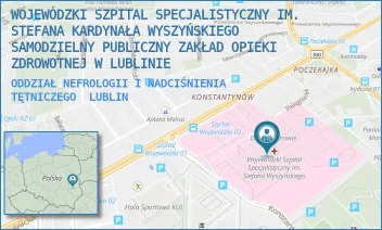ODDZIAŁ NEFROLOGII I NADCIŚNIENIA TĘTNICZEGO - WOJEWÓDZKI SZPITAL SPECJALISTYCZNY IM. STEFANA KARDYNAŁA WYSZYŃSKIEGO SAMODZIELNY PUBLICZNY ZAKŁAD OPIEKI ZDROWOTNEJ W LUBLINIE - AL. KRAŚNICKA 100,  LUBLIN