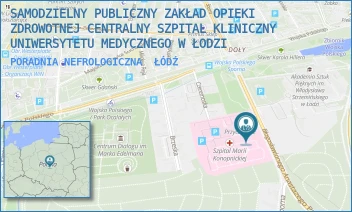 PORADNIA NEFROLOGICZNA - SAMODZIELNY PUBLICZNY ZAKŁAD OPIEKI ZDROWOTNEJ CENTRALNY SZPITAL KLINICZNY UNIWERSYTETU MEDYCZNEGO W ŁODZI - UL. SPORNA 36/50,  ŁÓDŹ