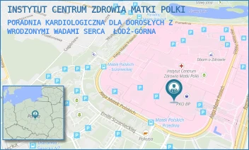 PORADNIA KARDIOLOGICZNA DLA DOROSŁYCH Z WRODZONYMI WADAMI SERCA - INSTYTUT CENTRUM ZDROWIA MATKI POLKI - UL. RZGOWSKA 281/289,  ŁÓDŹ-GÓRNA