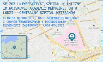 KLINIKA NEFROLOGII, NADCIŚNIENIA TĘTNICZEGO I CHORÓB WEWNĘTRZNYCH Z PODODDZIAŁEM ENDOSKOPII ZABIEGOWEJ - SP ZOZ UNIWERSYTECKI SZPITAL KLINICZNY NR 2 UNIWERSYTETU MEDYCZNEGO  W ŁODZI - UL. STEFANA ŻEROMSKIEGO 113,  ŁÓDŹ-POLESIE