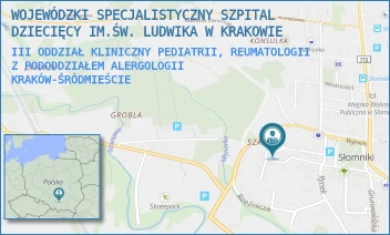 III ODDZIAŁ KLINICZNY PEDIATRII, REUMATOLOGII Z PODODDZIAŁEM ALERGOLOGII - WOJEWÓDZKI SPECJALISTYCZNY SZPITAL DZIECIĘCY IM.ŚW. LUDWIKA W KRAKOWIE - UL. STRZELECKA 2 - 2A,  KRAKÓW-ŚRÓDMIEŚCIE