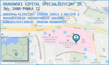 ODDZIAŁ KLINICZNY CHORÓB SERCA I NACZYŃ Z PODODDZIAŁEM INTENSYWNEGO NADZORU KARDIOLOGICZNEGO - KRAKOWSKI SZPITAL SPECJALISTYCZNY IM. ŚW. JANA PAWŁA II - UL. PRĄDNICKA 80,  KRAKÓW-KROWODRZA